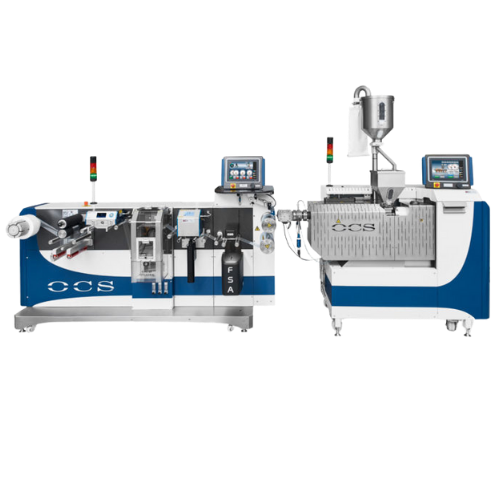 The OCS Cast Film Line is used to perform optical and physical property measurements of polymers in the production of high-quality cast (flat) films (extrusion, cooling, stripping and winding).