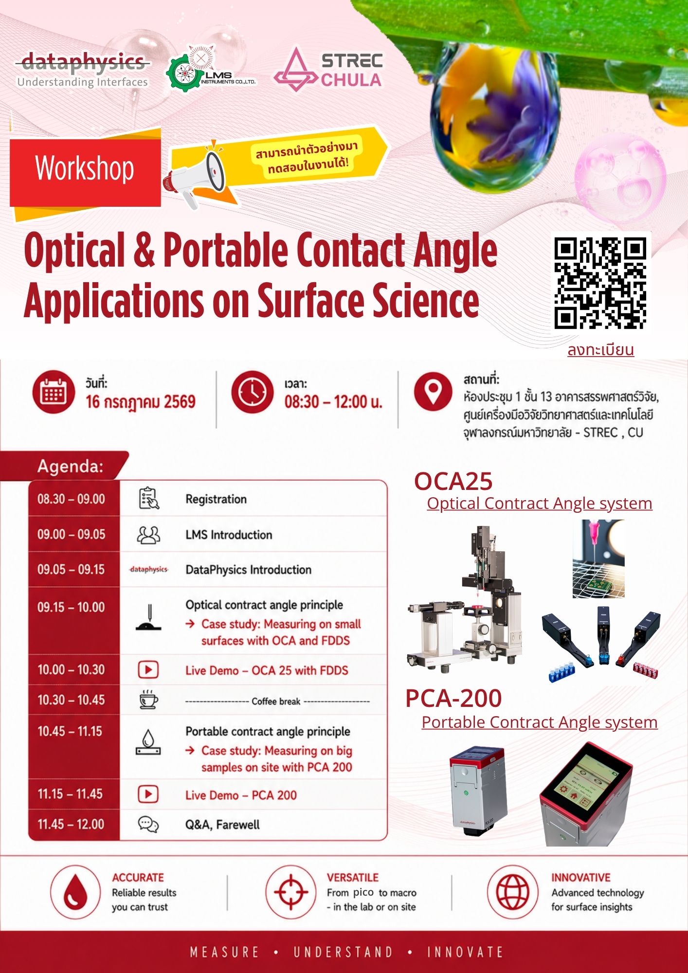 Workshop - Optical & Portable Contract Angle Applications on Surface Science